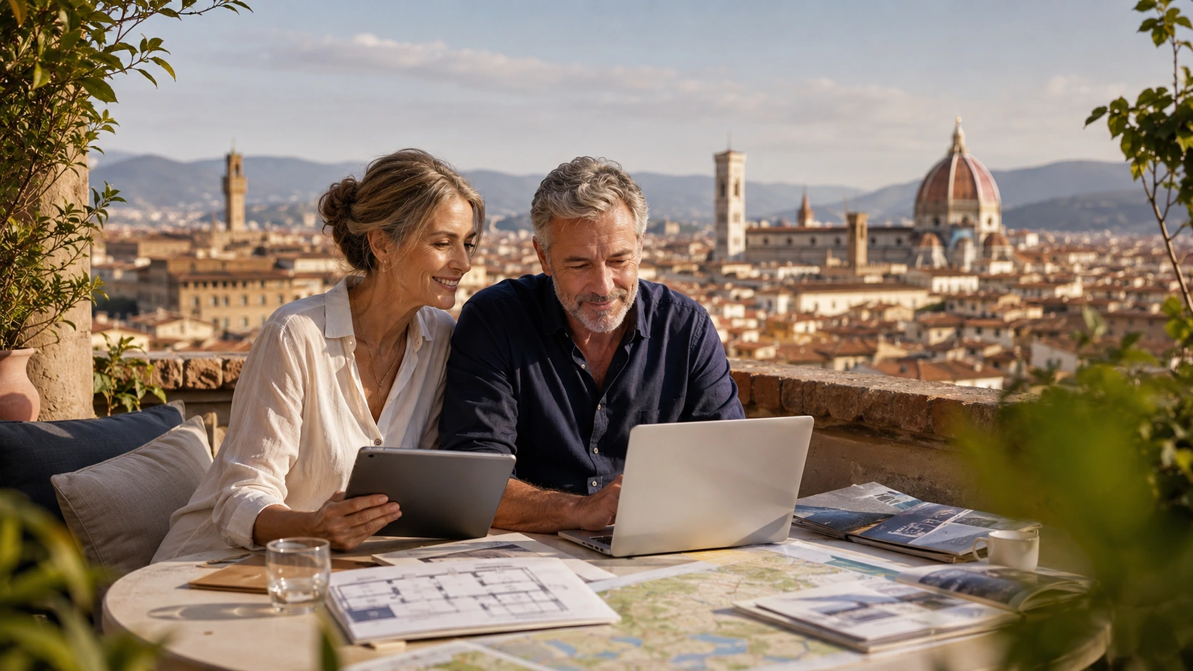 Illustrative image of international buyers reviewing an Italian property decision before commitment.